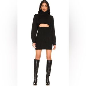NBD Winona Cut Out Turtleneck Dress; Black Knit; Size Small